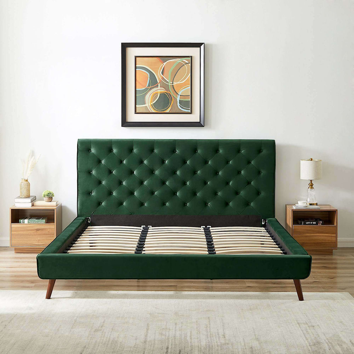 Dillon Velvet Platform Bed King / Blue - AFC00522 - Luna Furniture