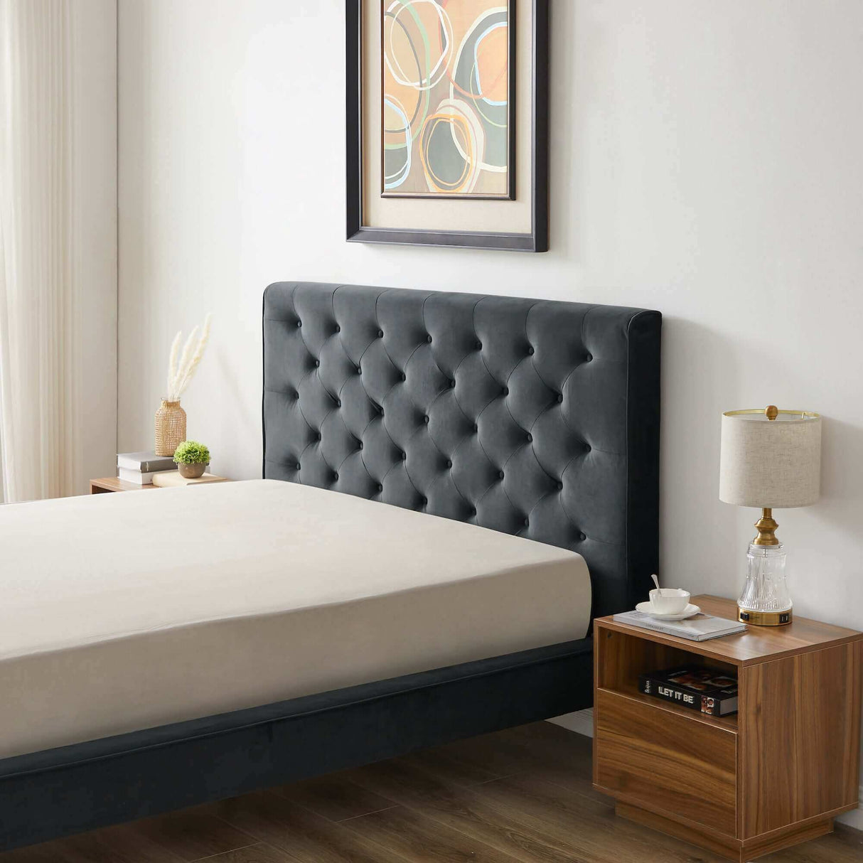 Dillon Velvet Platform Bed King / Blue - AFC00522 - Luna Furniture