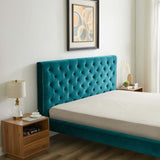 Dillon Velvet Platform Bed King / Blue - AFC00522 - Luna Furniture