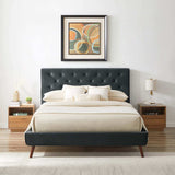 Dillon Velvet Platform Bed Queen / Blue - AFC00539 - Luna Furniture