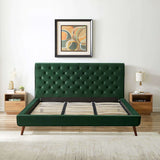 Dillon Velvet Platform Bed Queen / Emerald Green - AFC00552 - Luna Furniture