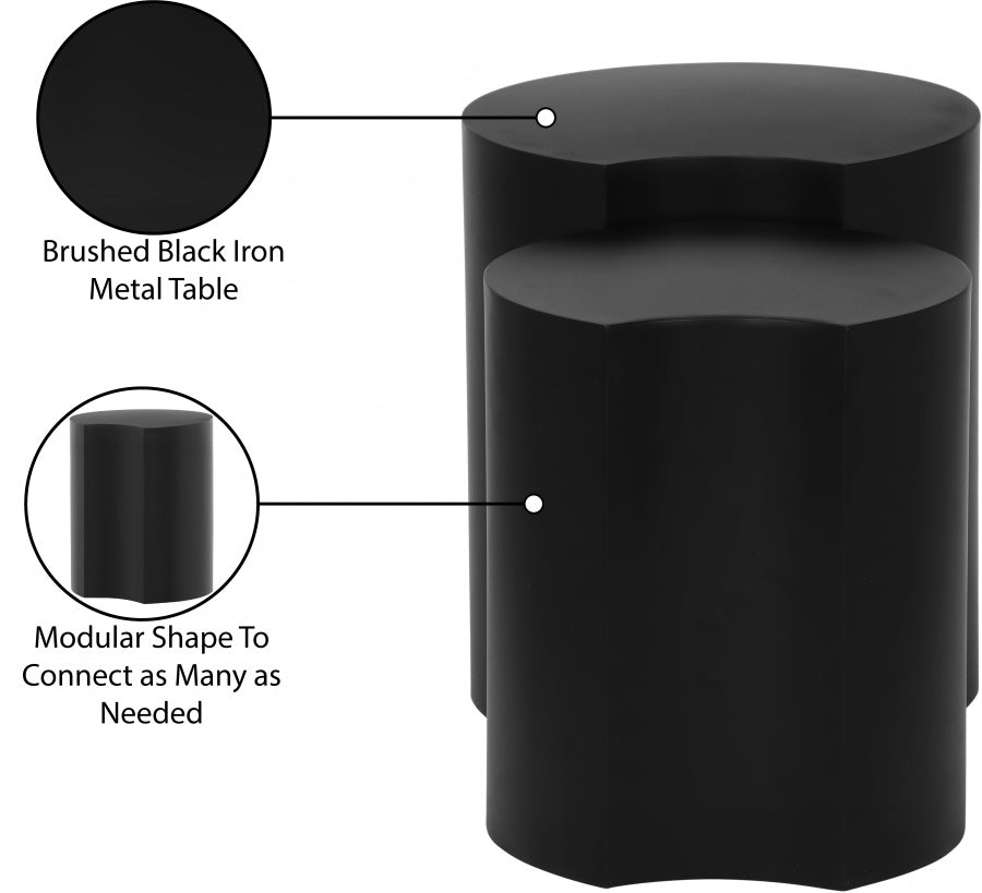 Dimple 2 Piece Modular Nesting End Table Black from Meridian - Luna Furniture