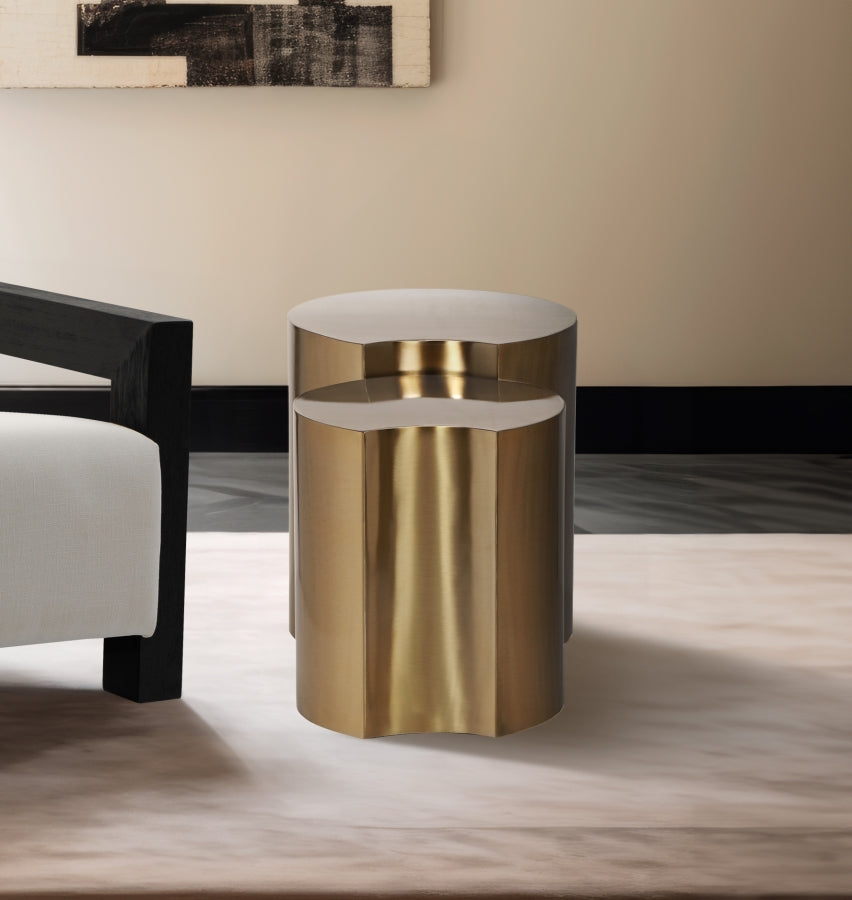 Dimple 2 Piece Modular Nesting End Table Gold from Meridian - Luna Furniture