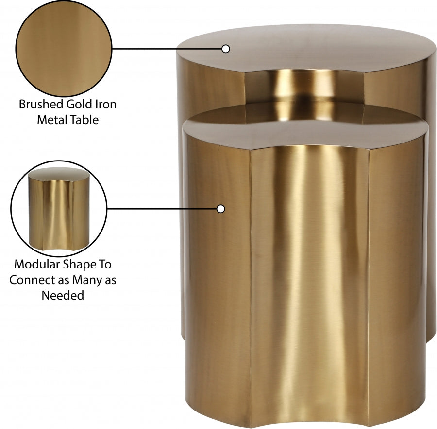 Dimple 2 Piece Modular Nesting End Table Gold from Meridian - Luna Furniture