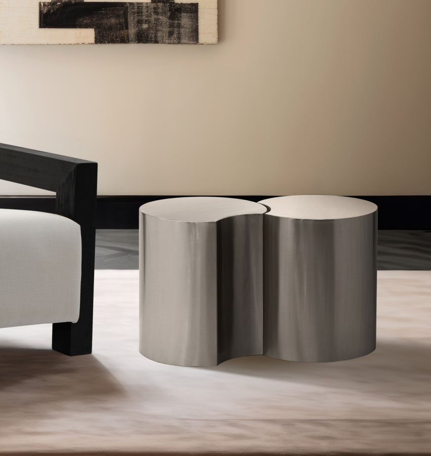 Dimple 2 Piece Modular Nesting End Table Silver from Meridian - Luna Furniture