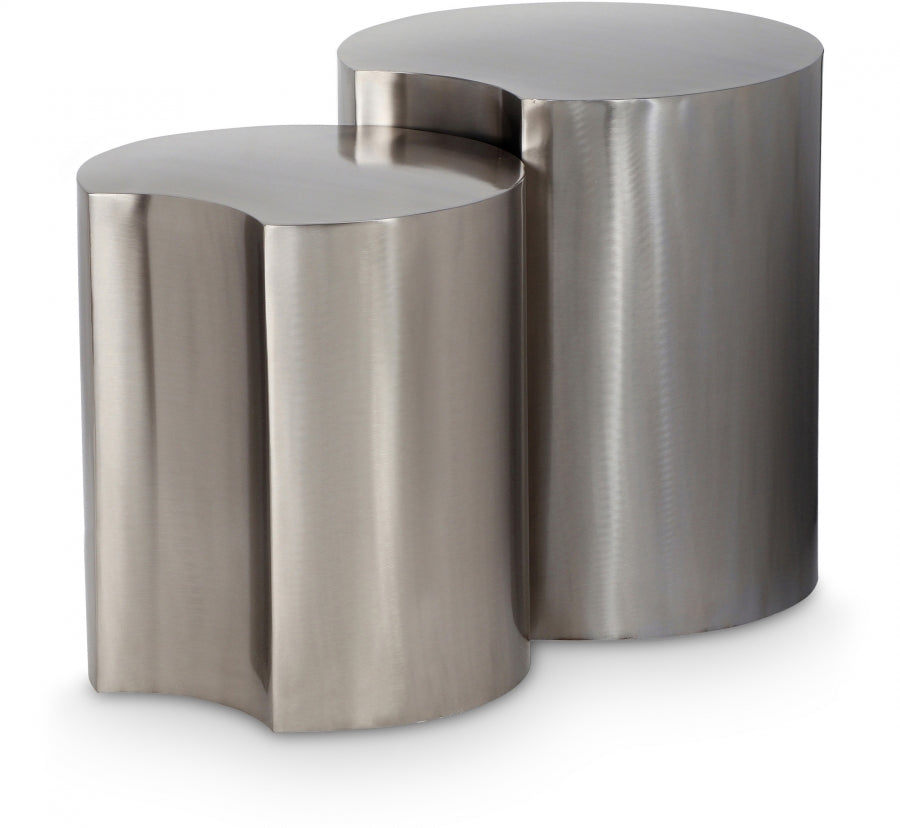 Dimple 2 Piece Modular Nesting End Table Silver from Meridian - Luna Furniture