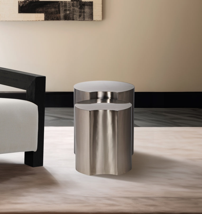 Dimple 2 Piece Modular Nesting End Table Silver from Meridian - Luna Furniture