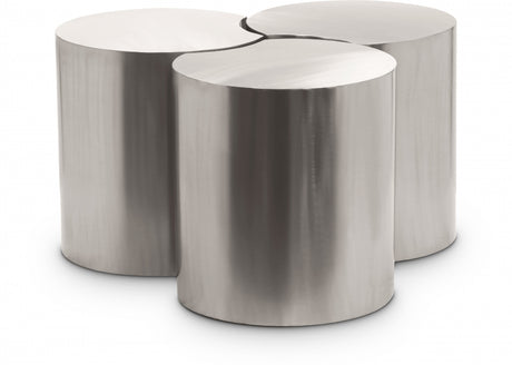 Dimple 3 Piece Modular Nesting Coffee Table Silver from Meridian - Luna Furniture