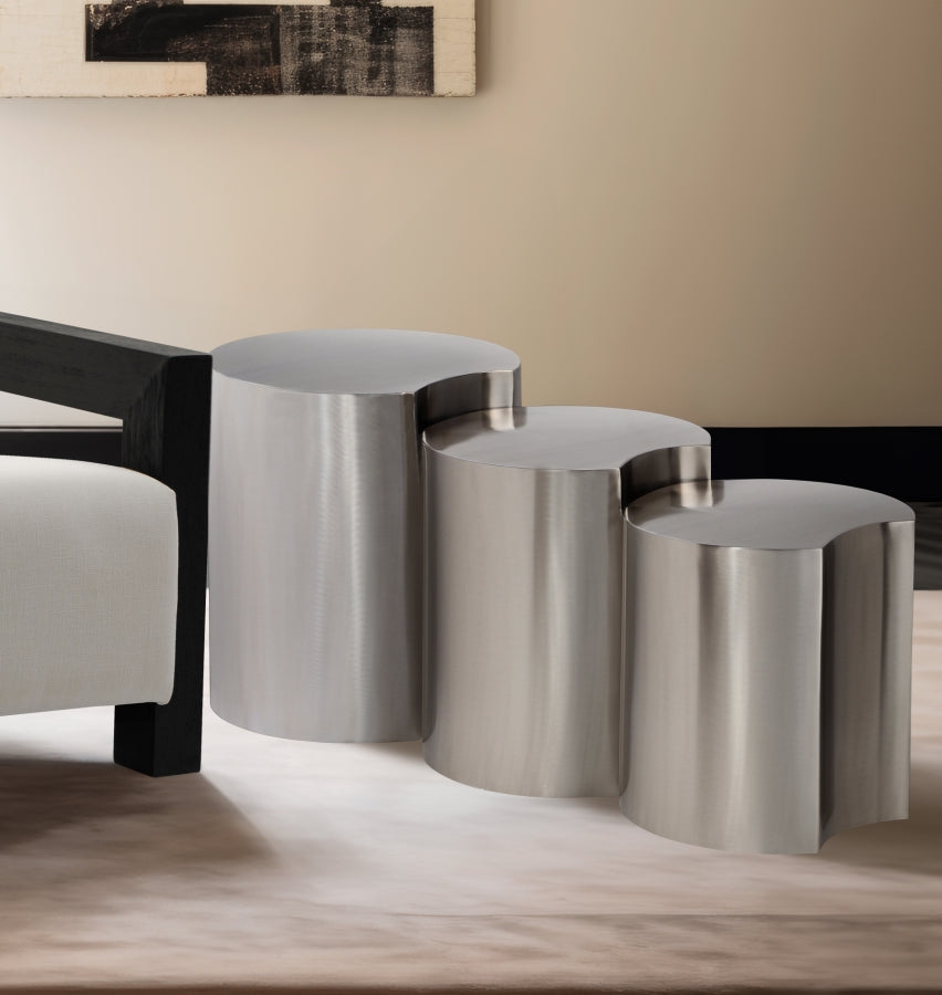 Dimple 3 Piece Modular Nesting End Table Silver from Meridian - Luna Furniture