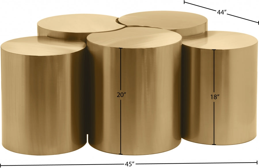 Dimple 5 Piece Modular Nesting Coffee Table Gold from Meridian - Luna Furniture