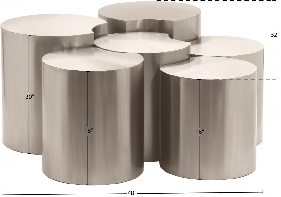 Dimple 6 Piece Modular Nesting Coffee Table Silver from Meridian - Luna Furniture