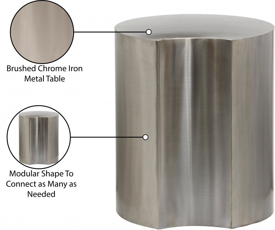 Dimple End Table Silver from Meridian - Luna Furniture