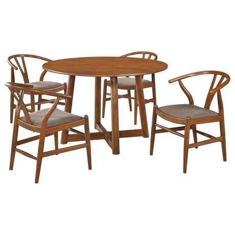 Dinah 5-piece Round Solid Wood Dining Set Walnut - 108471-S5 - Luna Furniture