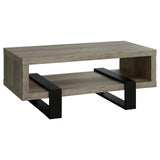 Dinard Gray Driftwood Coffee Table with Shelf from Coaster - Luna Furniture