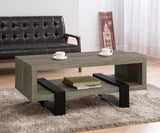 Dinard Gray Driftwood Coffee Table with Shelf from Coaster - Luna Furniture