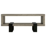 Dinard Gray Driftwood Coffee Table with Shelf from Coaster - Luna Furniture