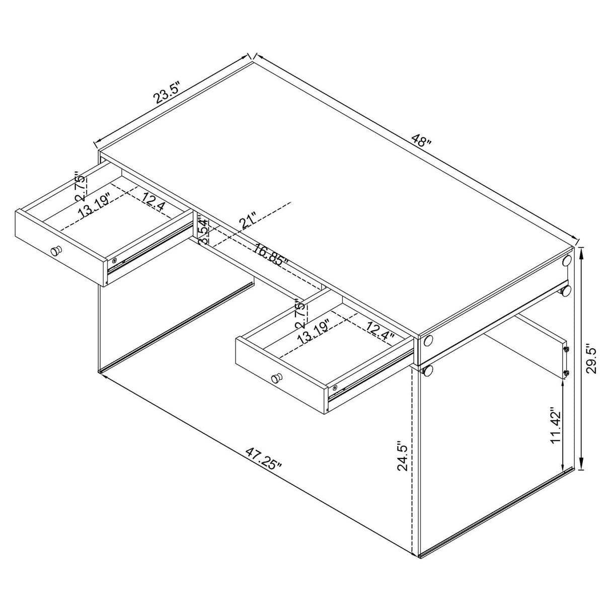 Dobrev Glossy White/Clear 2-Drawer Writing Desk from Coaster - Luna Furniture