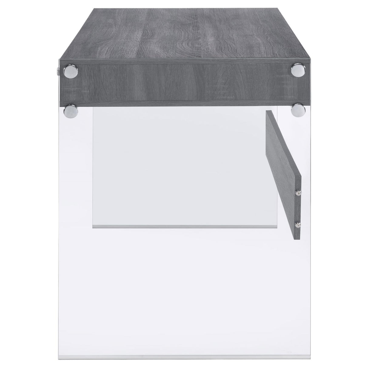 Dobrev Weathered Gray/Clear 2-Drawer Writing Desk from Coaster - Luna Furniture