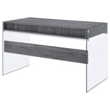 Dobrev Weathered Gray/Clear 2-Drawer Writing Desk from Coaster - Luna Furniture