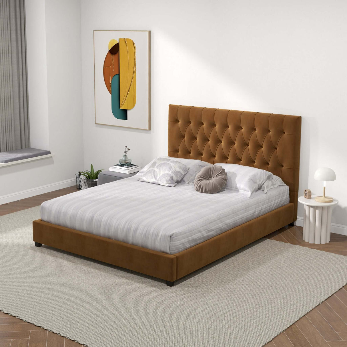 Donald Upholstered Platform Bed King / Grey - AFC00511 - Luna Furniture