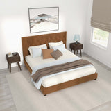 Donald Upholstered Platform Bed Queen / Cognac - AFC00532 - Luna Furniture