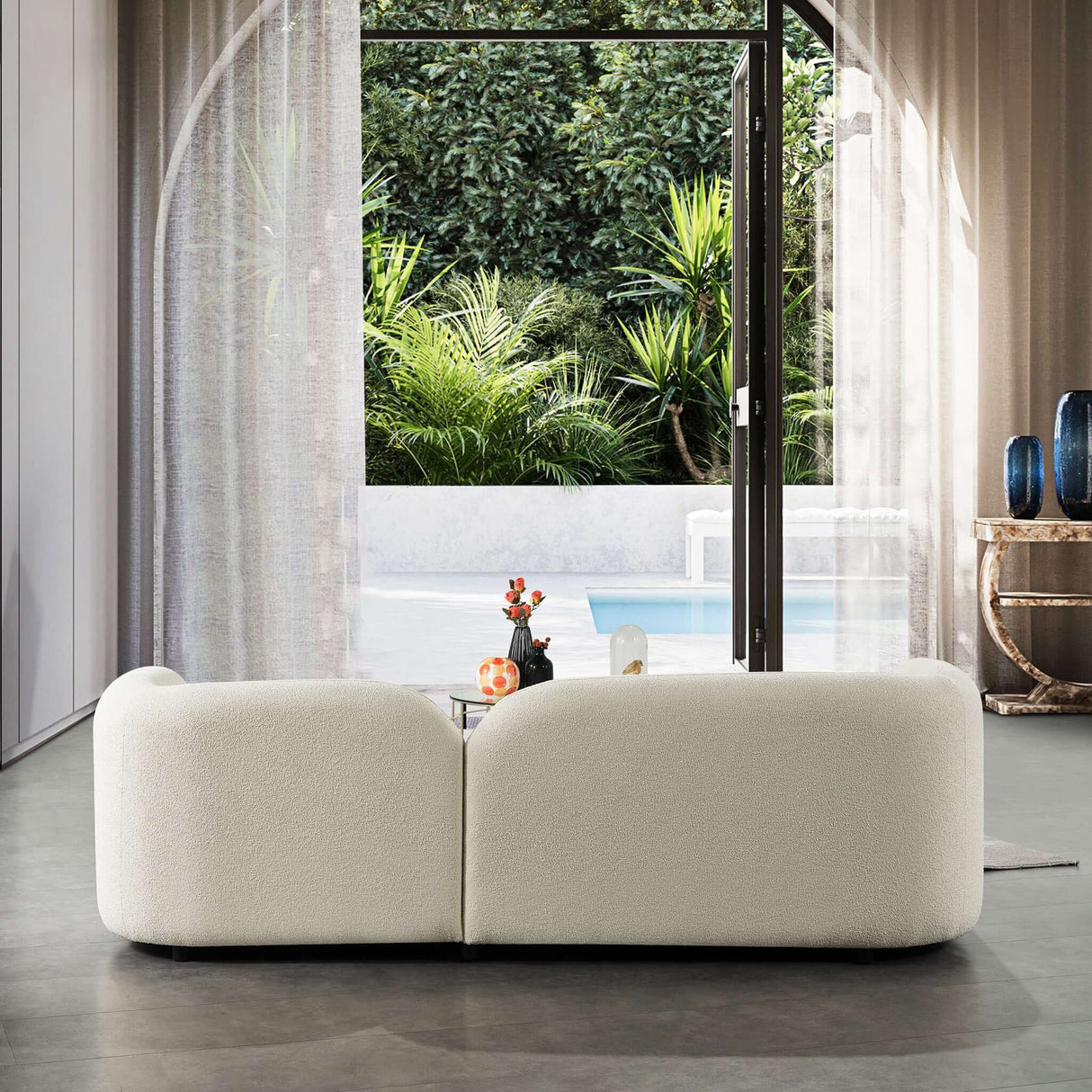 Donna Japandi Style Boucle Sofa Ivory - AFC00488 - Luna Furniture