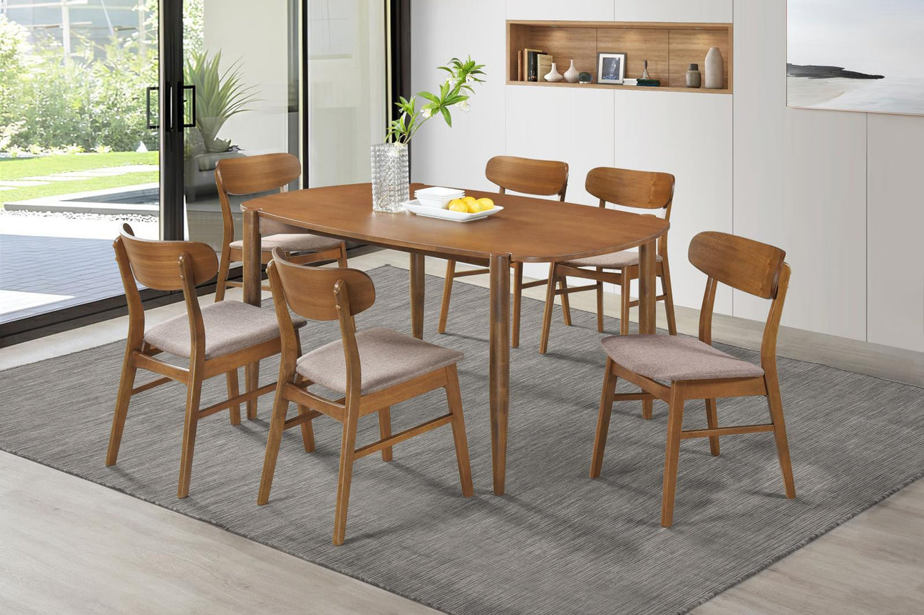 Dortch Walnut 7-Piece Oval Solid Wood Dining Set from Coaster - Luna Furniture