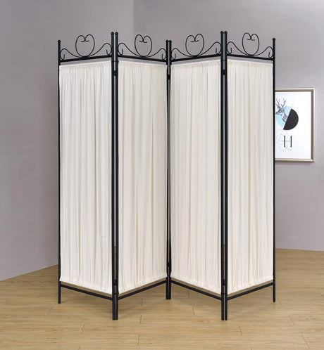 Dove 4-Panel Folding Screen Beige/Black from Coaster - Luna Furniture