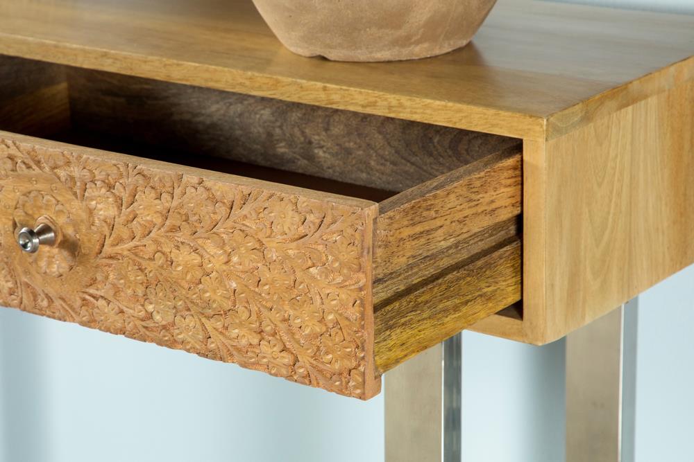 Draco Console Table with Hand Carved Drawers Natural - 953512 - Luna Furniture