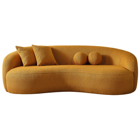 Drake Japandi Style Curvy Boucle Sofa Dark Yellow - AFC00481 - Luna Furniture
