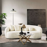 Drake Japandi Style Curvy Boucle Sofa Ivory - AFC00451 - Luna Furniture