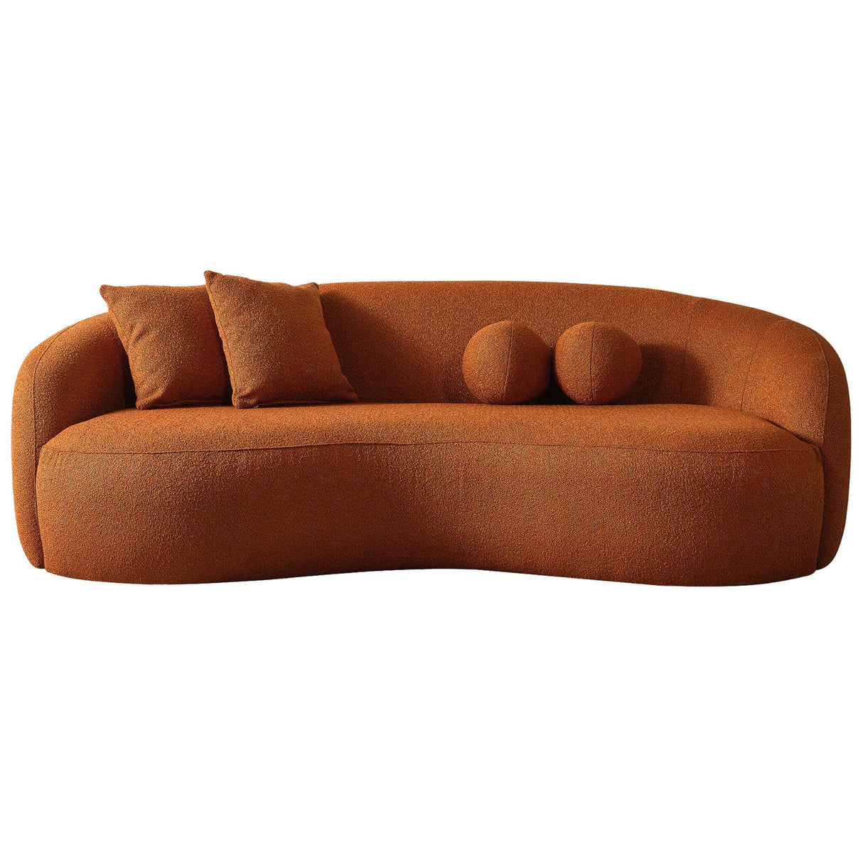 Drake Japandi Style Curvy Boucle Sofa Orange - AFC00485 - Luna Furniture