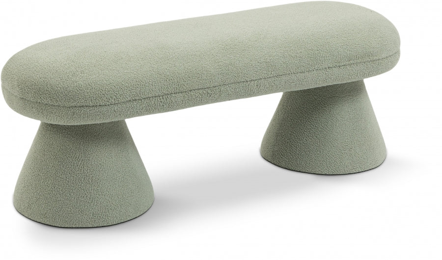 Drum Faux Shearling Teddy Fabric Bench Mint from Meridian - Luna Furniture