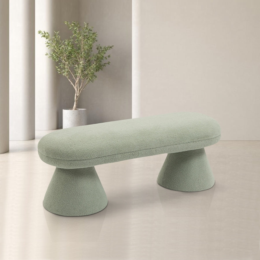 Drum Faux Shearling Teddy Fabric Bench Mint from Meridian - Luna Furniture