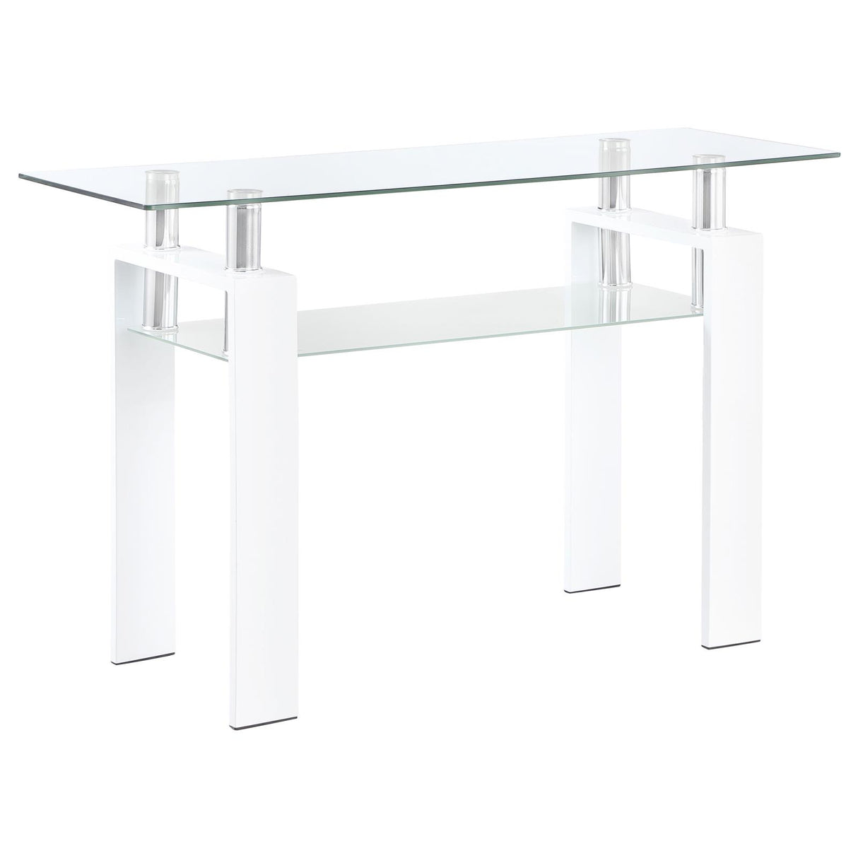 Dyer Rectangular Glass Top Sofa Table With Shelf White from Coaster - Luna Furniture