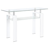 Dyer Rectangular Glass Top Sofa Table With Shelf White from Coaster - Luna Furniture