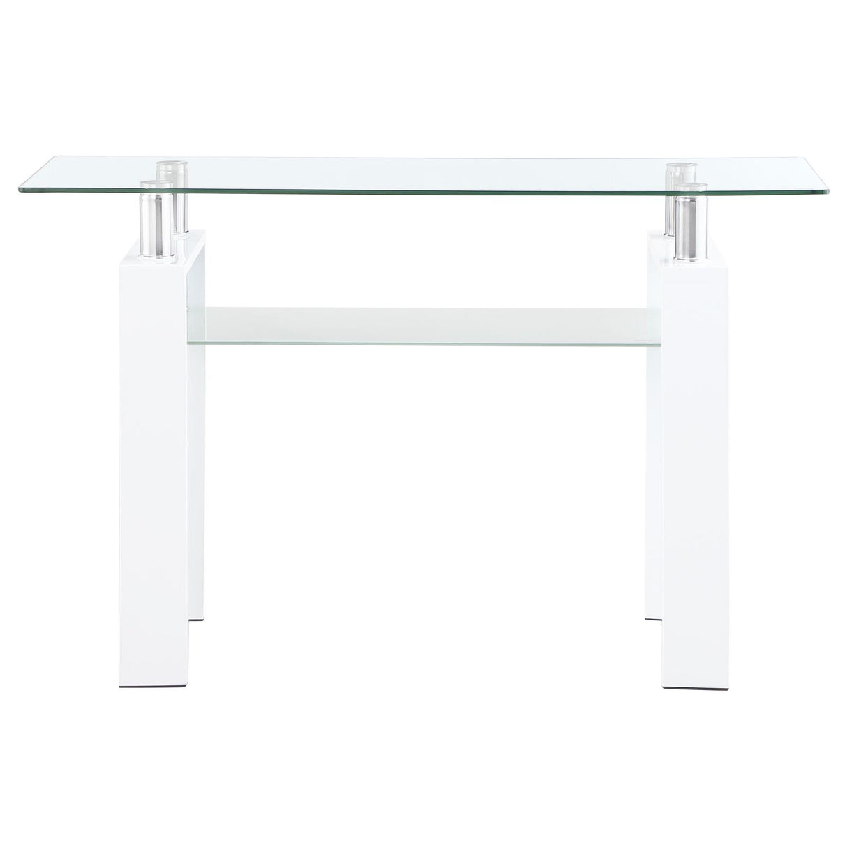 Dyer Rectangular Glass Top Sofa Table With Shelf White from Coaster - Luna Furniture