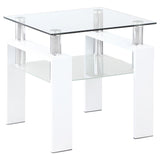 Dyer Square Glass Top End Table With Shelf White from Coaster - Luna Furniture