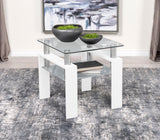 Dyer Square Glass Top End Table With Shelf White from Coaster - Luna Furniture