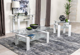 Dyer Square Glass Top End Table With Shelf White from Coaster - Luna Furniture