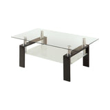 Dyer Black Tempered Glass Coffee Table with Shelf from Coaster - Luna Furniture