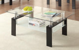 Dyer Black Tempered Glass Coffee Table with Shelf from Coaster - Luna Furniture