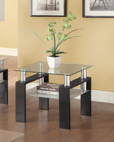 Dyer Tempered Glass End Table with Shelf Black from Coaster - Luna Furniture