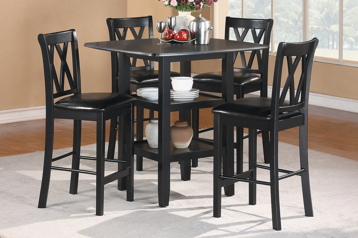 Norman Black 5-Piece Counter Height Set from Homelegance - Luna Furniture