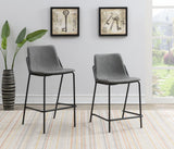 Earnest Gray/Black Solid Back Upholstered Counter Height Stools, Set of 2 from Coaster - Luna Furniture