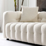 Eden Modern Tufted Chesterfield Boucle Fabric Sofa Cream - AFC00157 - Luna Furniture