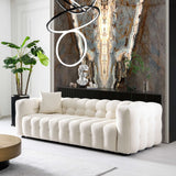 Eden Modern Tufted Chesterfield Boucle Fabric Sofa Cream - AFC00157 - Luna Furniture