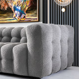 Eden Modern Tufted Chesterfield Boucle Fabric Sofa Light Grey - AFC00226 - Luna Furniture