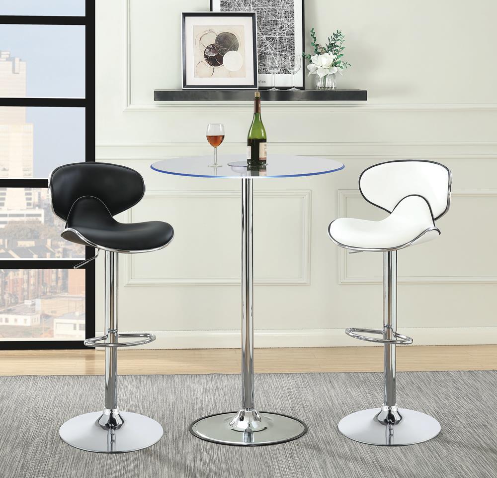 Edenton Black/Chrome Upholstered Adjustable Height Bar Stools, Set of 2 from Coaster - Luna Furniture