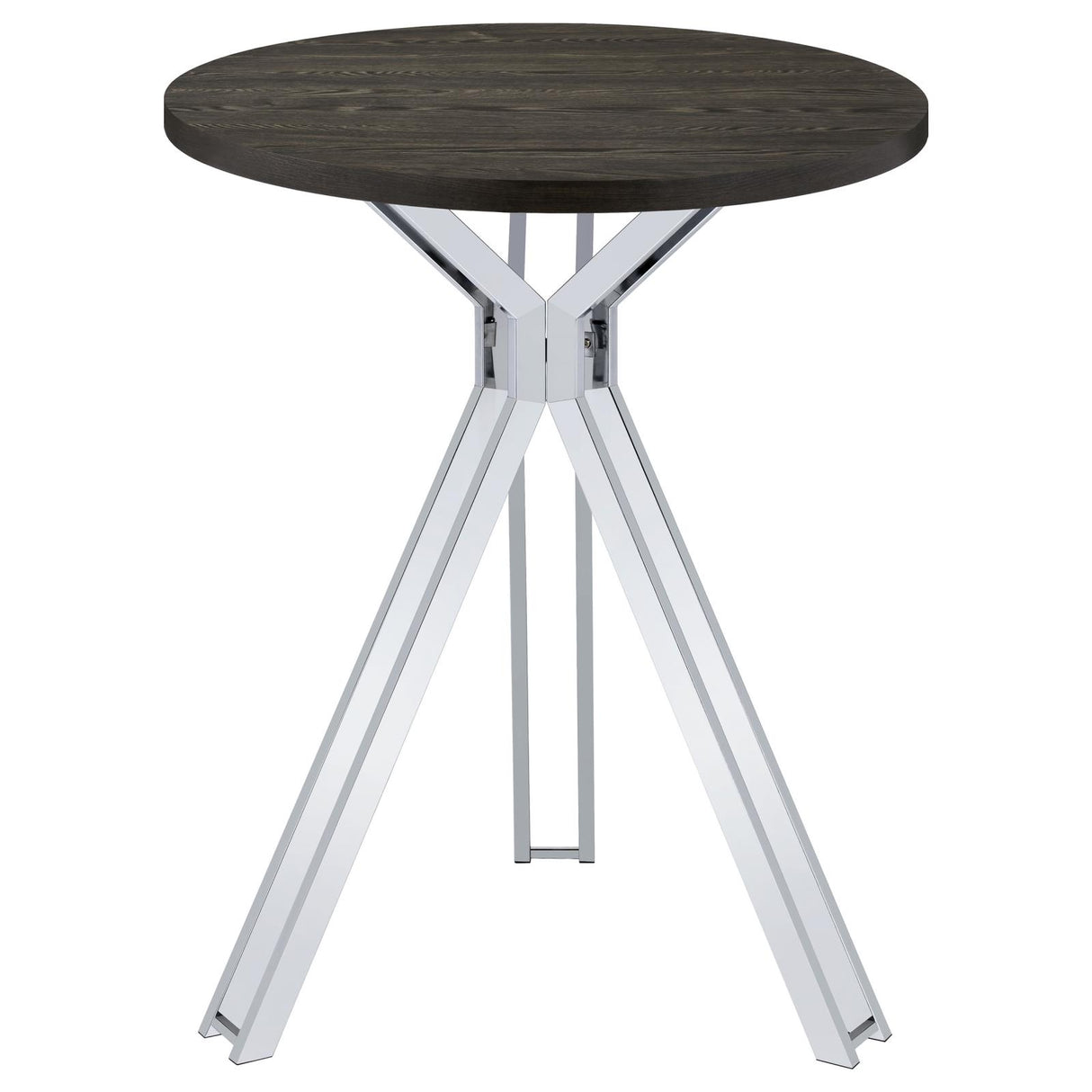 Glenbrook Satin Nickel Round Glass Top Bar Table from Coaster - Luna Furniture